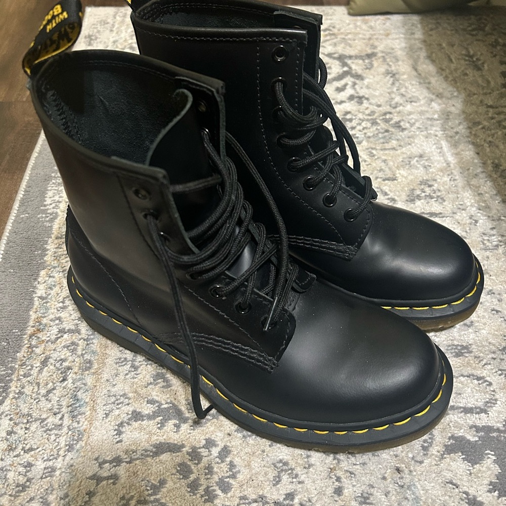 Dr. Martens Black Combat Boots with Lace-Up Design